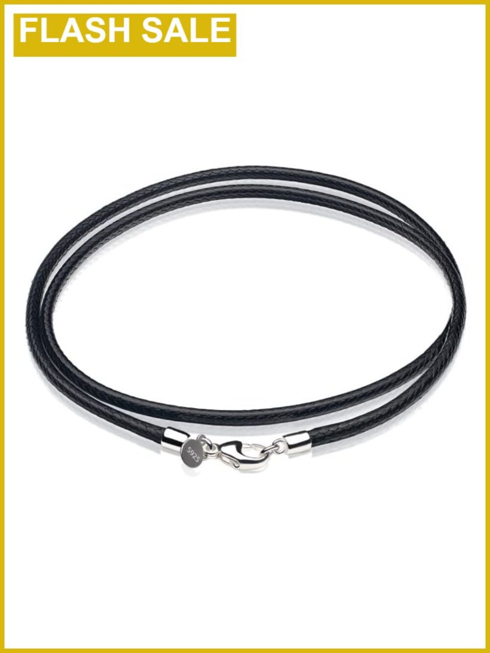 Sterling Silver Lobster Clasp Leather Cord Necklace 3mm Customizable
